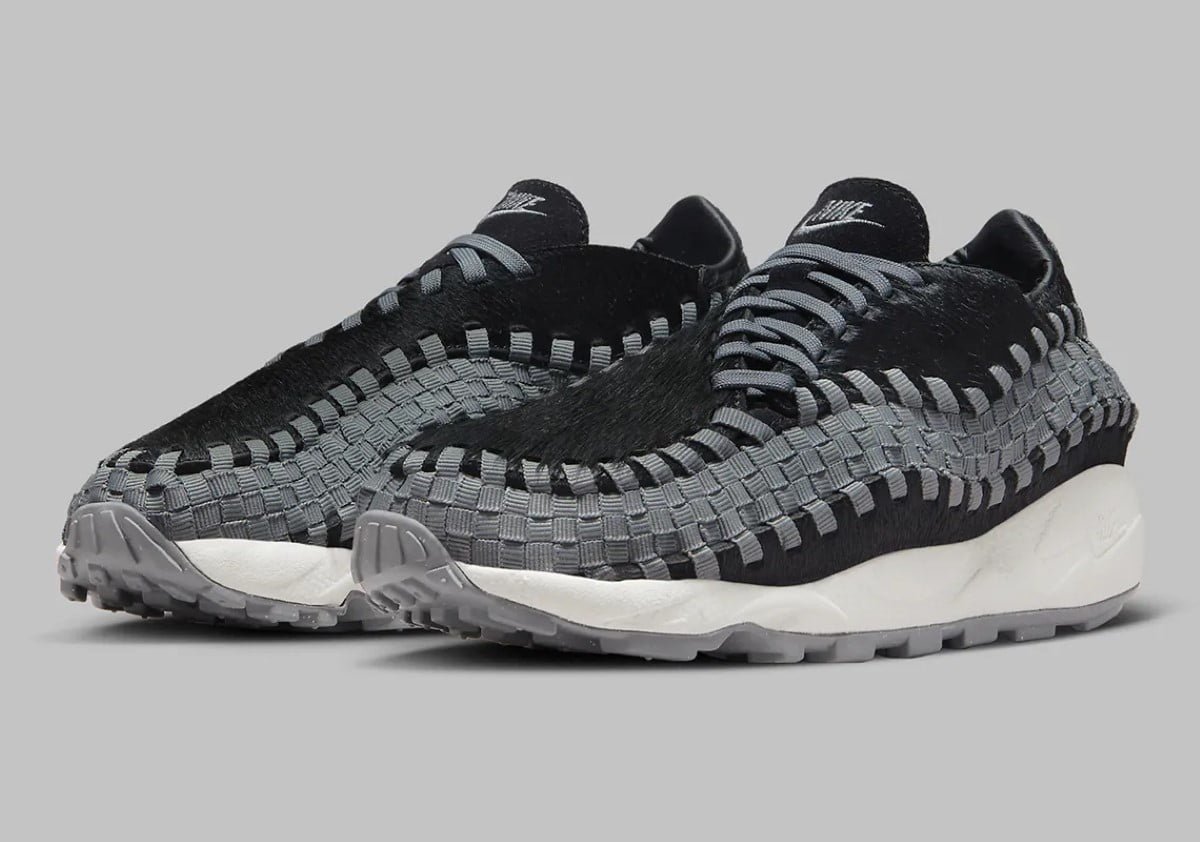 The Nike Air Footscape Woven “Black/Smoke Grey” Embraced by Black Faux Fur