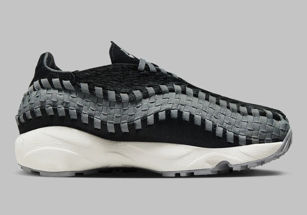 The Nike Air Footscape Woven “Black/Smoke Grey” Embraced by Black Faux Fur